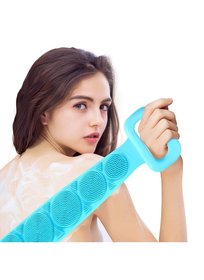 Shower Silicone Back Scrubber Silicone Bath Body Brush Easy To Cleanexfoliate Improve Your Blood Circulationsilicone Back Scrubber For Shower (Sky Blue Upgraded Version)