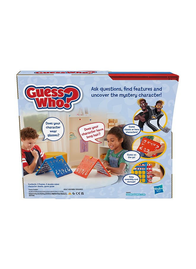 Guess Who Original Guessing Game, Board Game For Kids Ages 6 and Up For 2 Players, Easy To Load Frame, Double-Sided Character Sheet