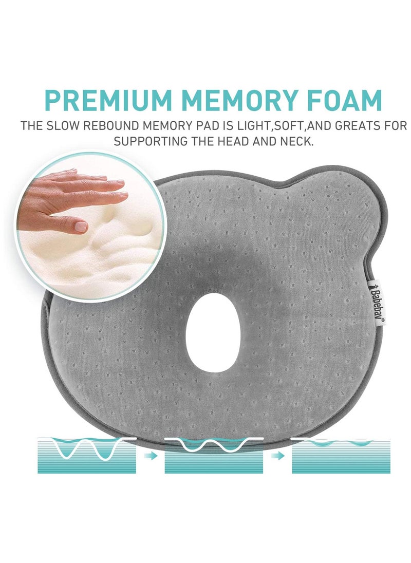 3D Memory Foam Baby Head Shaping Pillow for Infants and Toddlers, hable Neck Support Pillow in Dark Grey