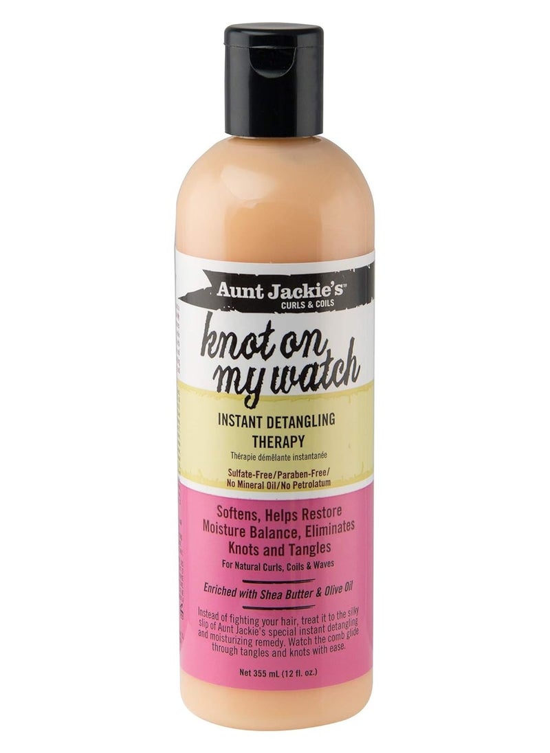 Aunt Jackie's Curls and Coils Knot On My Watch Instant Hair Detangling Therapy for Natural Curls, Coils and Waves, Enriched with Shea Butter, 12 oz