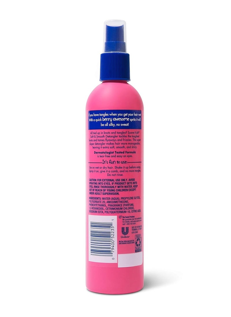 Suave Kids Detangler Spray For Tear-Free Styling, Berry Awesome Dermatologist-Tested Hair Detangler Formula 10 oz, Pack of 6
