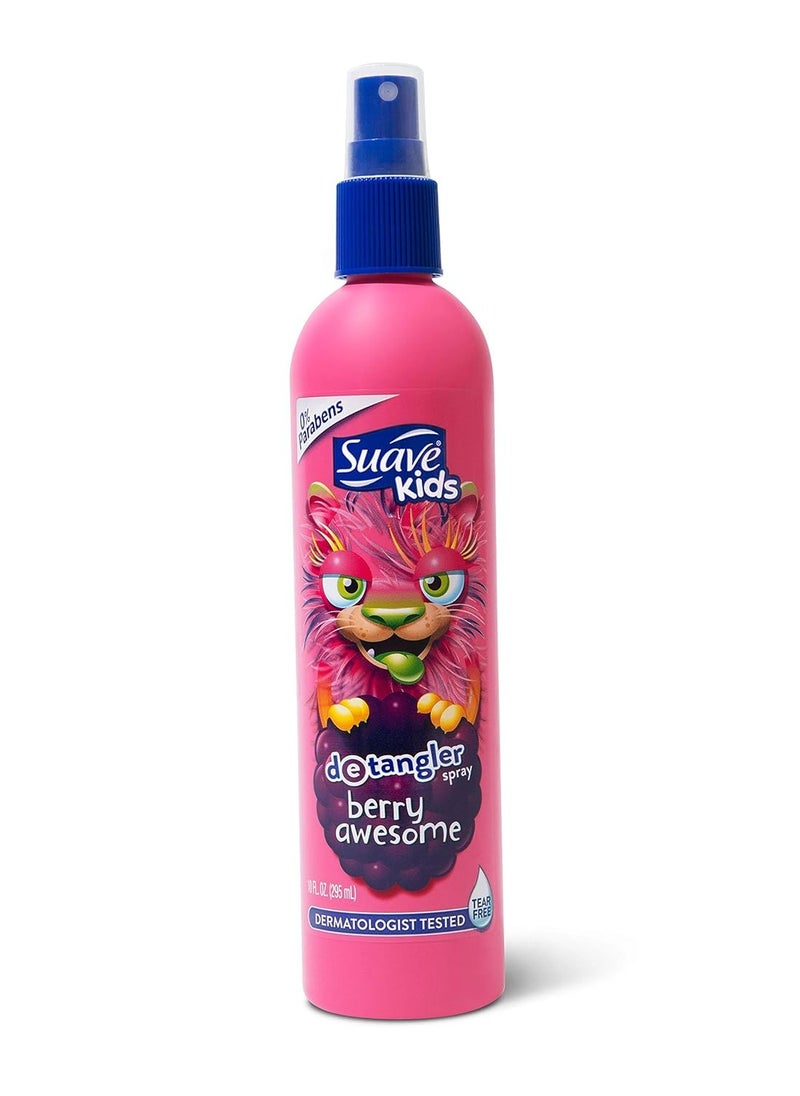 Suave Kids Detangler Spray For Tear-Free Styling, Berry Awesome Dermatologist-Tested Hair Detangler Formula 10 oz, Pack of 6
