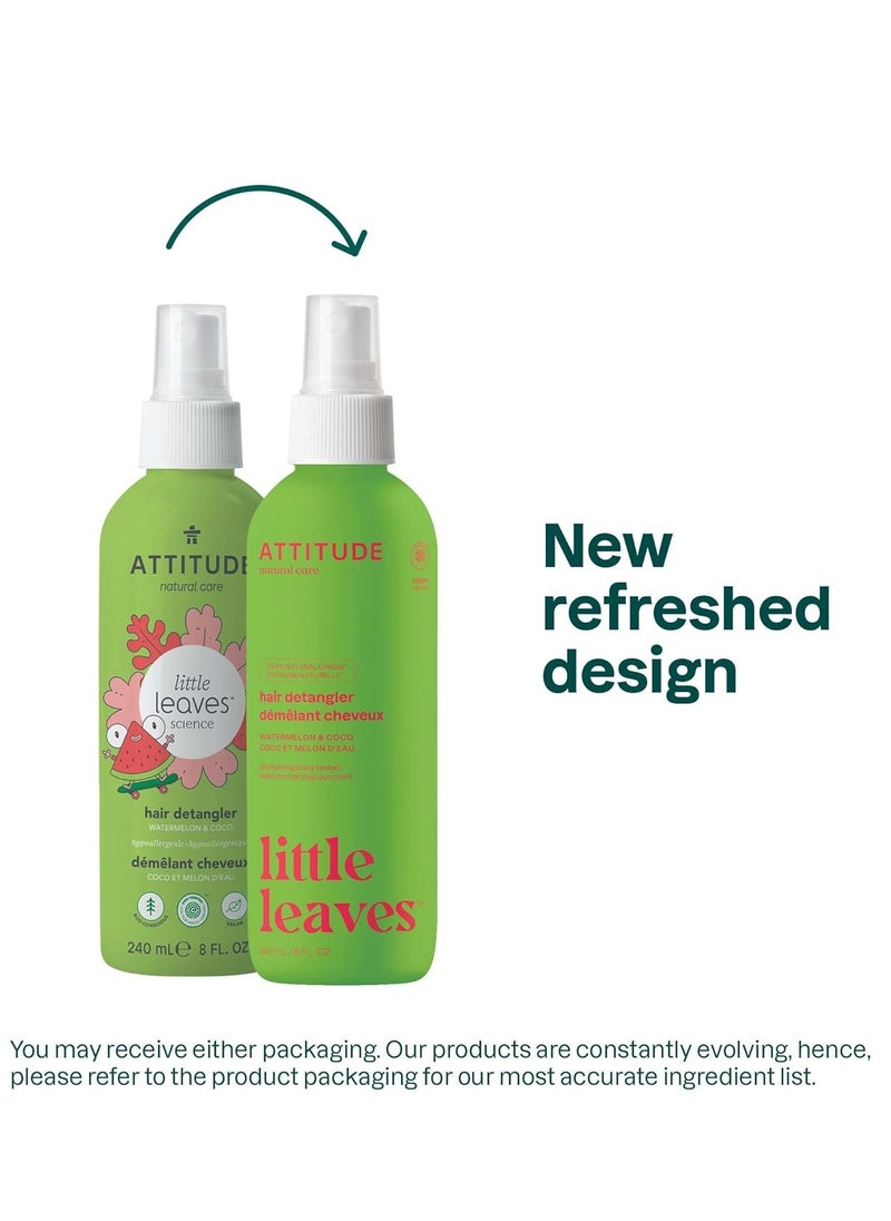 ATTITUDE Rinse-free Hair Detangler Spray for Kids, EWG Verified Leave In Product, Plant- and Mineral-Based Ingredients, Vegan, Watermelon & Coco, 8 Fl Oz