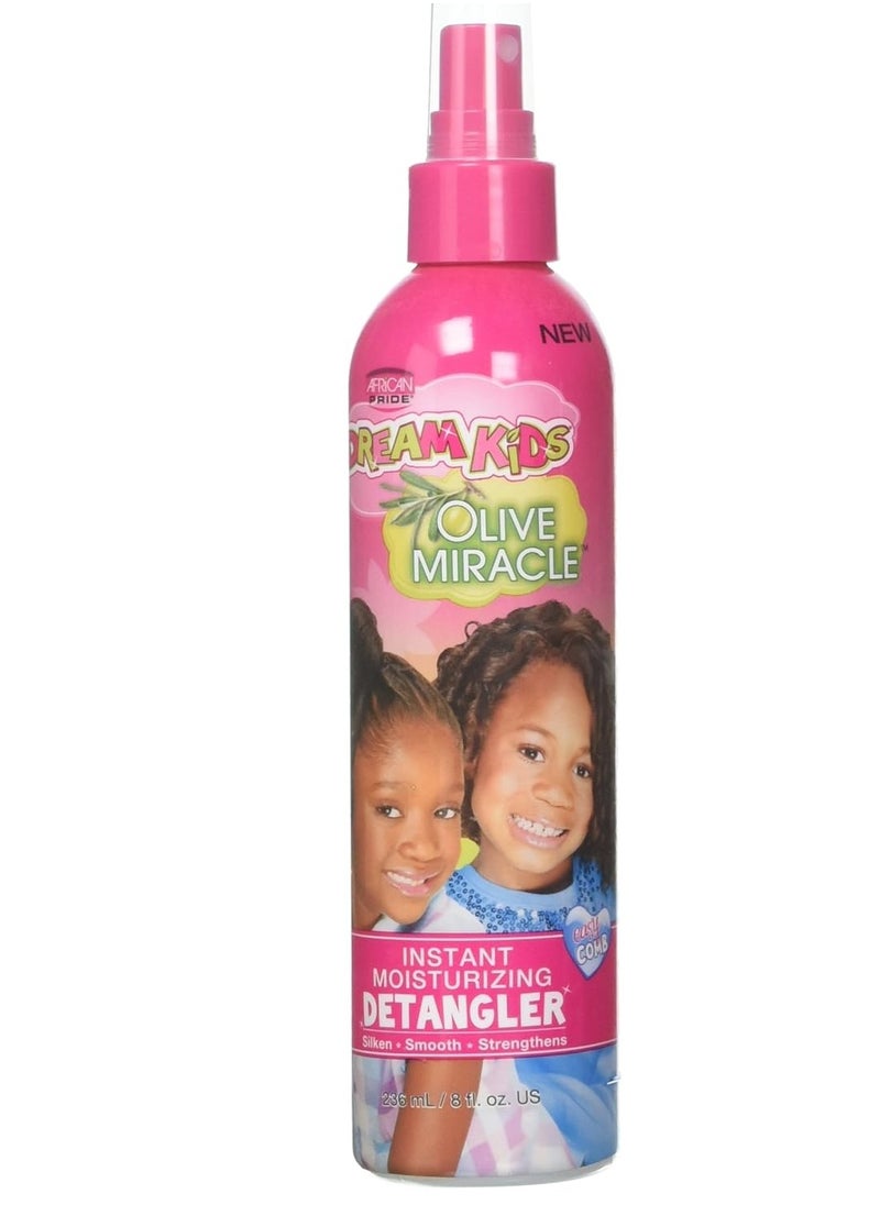 African Pride Dream Kids Olive Miracle Instant Moisture Detangler, Restores Natural Coils & Curls, Adds Moisture & Controls Frizz, 8 Oz