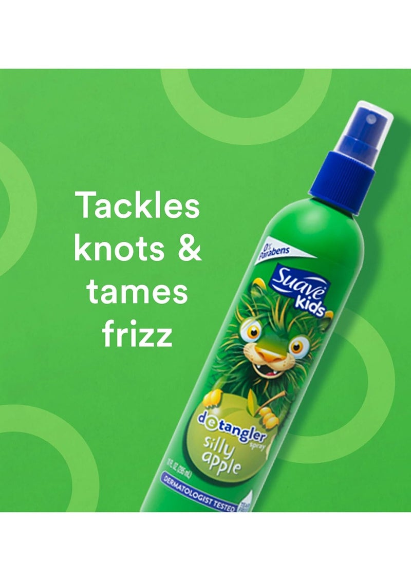 Suave Kids Detangler Spray For Tear-Free Styling Silly Apple Dermatologist-Tested Hair Detangler Formula, 10 Fl Oz (Pack of 6)