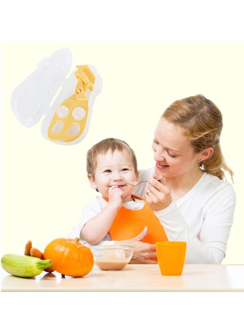 1 Baby Grinding Bowl + 1 Food Scissor Cutter, Multifunction Masher Grinder Chopper Crusher, Home and Kitchen Food Slicer Shears, Safe Feeding Tool with Travel Storage Case, Perfect for Babies & Toddlers