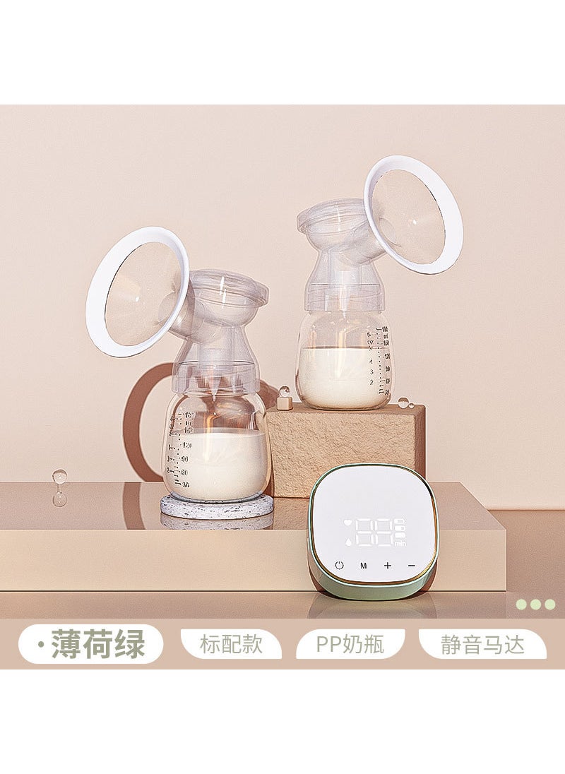 Automatic Dual Breast Pump with Massage and LCD Touchscreen Mint Green Chinese version