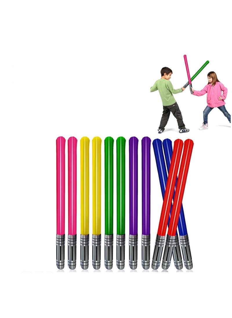 12 Pieces Inflatable Light Saber Sword Toys Set, Inflatable Lightsaber Toy Cosplay Party Favors, Inflatable Swords for Star Wars Themed Party, Cosplay Party