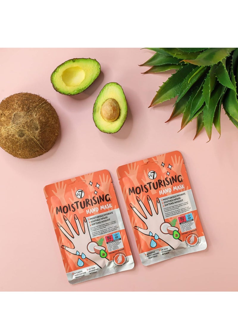 W7 Moisturizing Hand Mask Treatment - At Home Intense Hydration Glove Set - 2 Pairs - With Shea Butter, Vitamin E & Coconut Oil