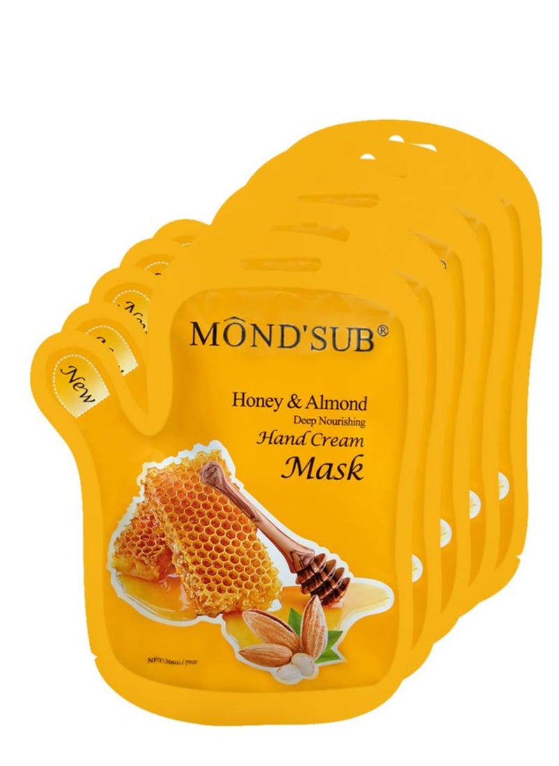 MOND'SUB 5 Pairs of Honey and Almond Best Hydrating Hand & Nail Mask - Best Deep Moisturizing Gloves for Dry Hands