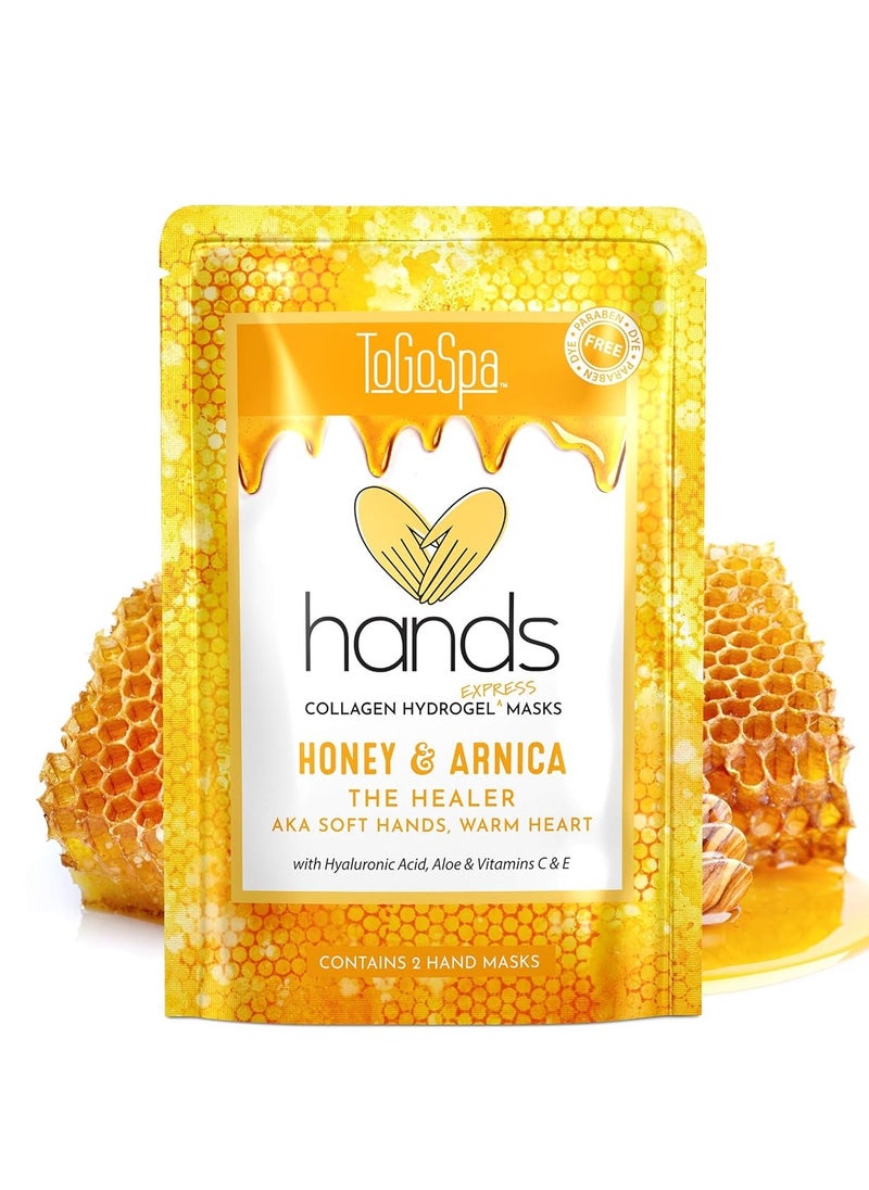 ToGoSpa Hydrating & Moisturizing Hand Mask, Collagen Gel Hand Spa Treatment for Dry Hands, Softens and Heals (Honey + Arnica)