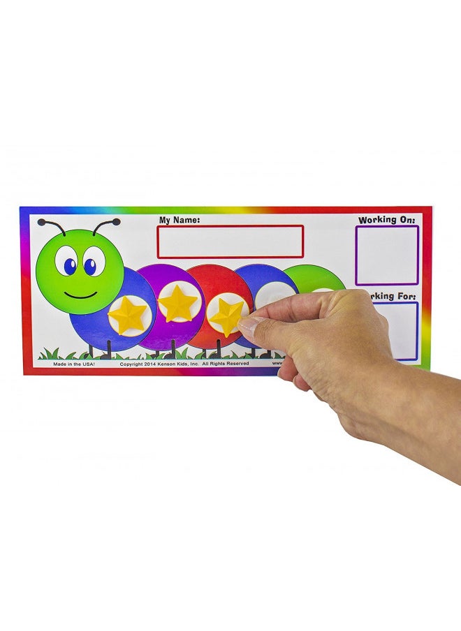 Kenson Kids I Can Do It! Caterpillar Token Board Dry Erase Star Chart for Kids Incentive Ages 3-10 Colorful Magnetic Reward Chart with Positive-Reinforcement Stars and Customizable Goal Box.