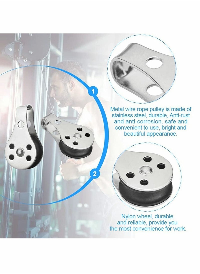 Pulley Block, 4 Pcs Single Pulley Block,Stainless Steel Pulley Wire Rope Controller Silver Pulley Block