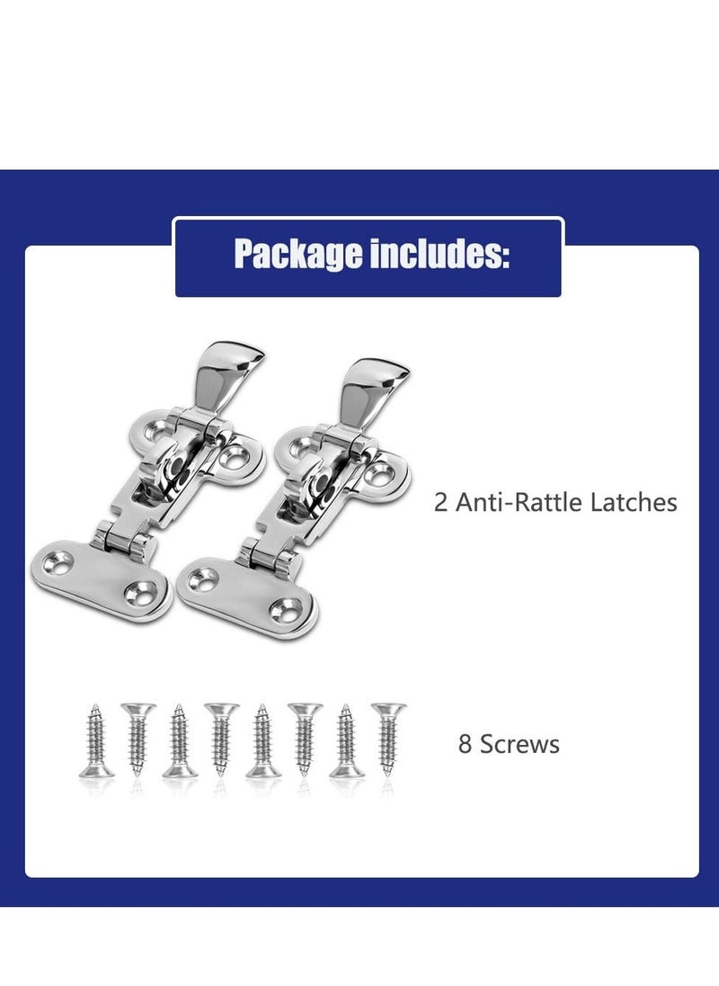 Boat Anti-Rattle Latch, 2pcs 316 Stainless Steel Universal Lockable Hold down Clamp Latch, Solid Construction, Marine Grade Hatch Hardware Fasteners with Screws