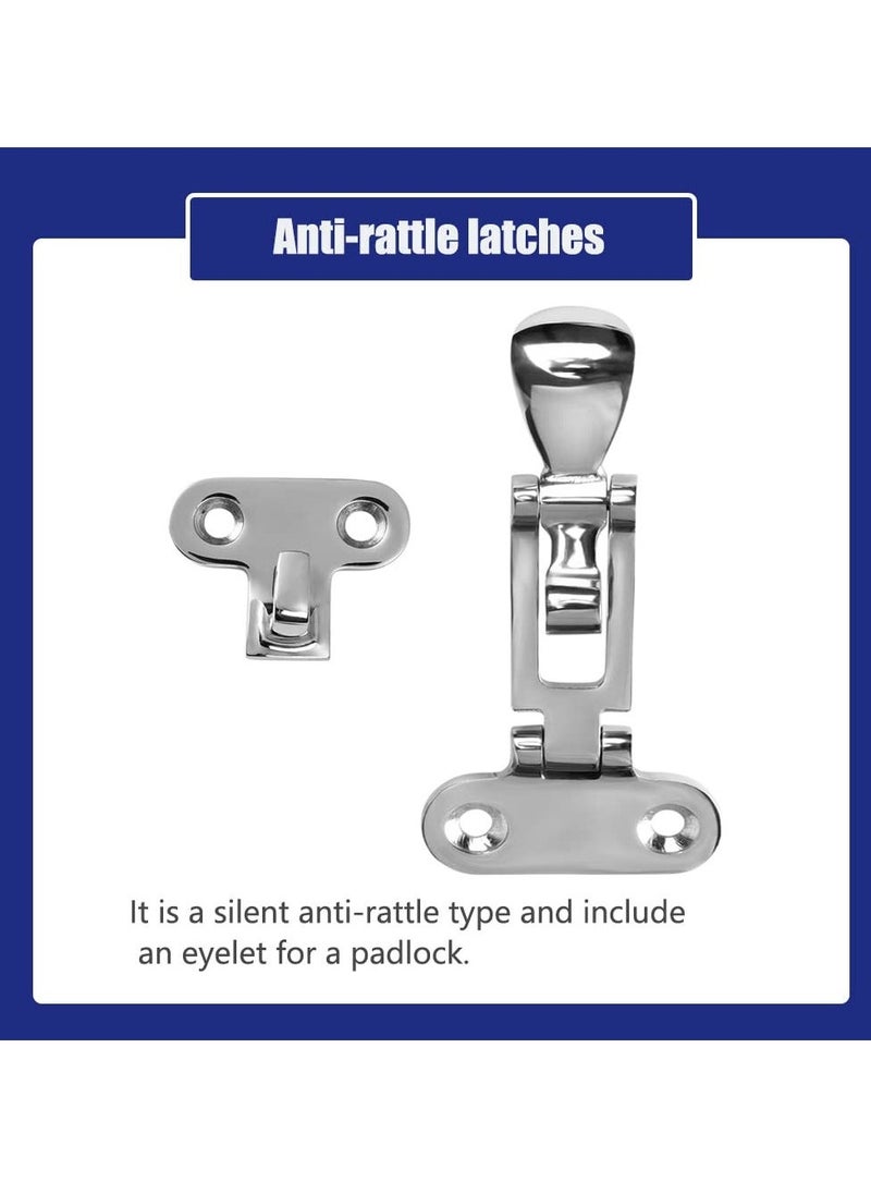 Boat Anti-Rattle Latch, 2pcs 316 Stainless Steel Universal Lockable Hold down Clamp Latch, Solid Construction, Marine Grade Hatch Hardware Fasteners with Screws