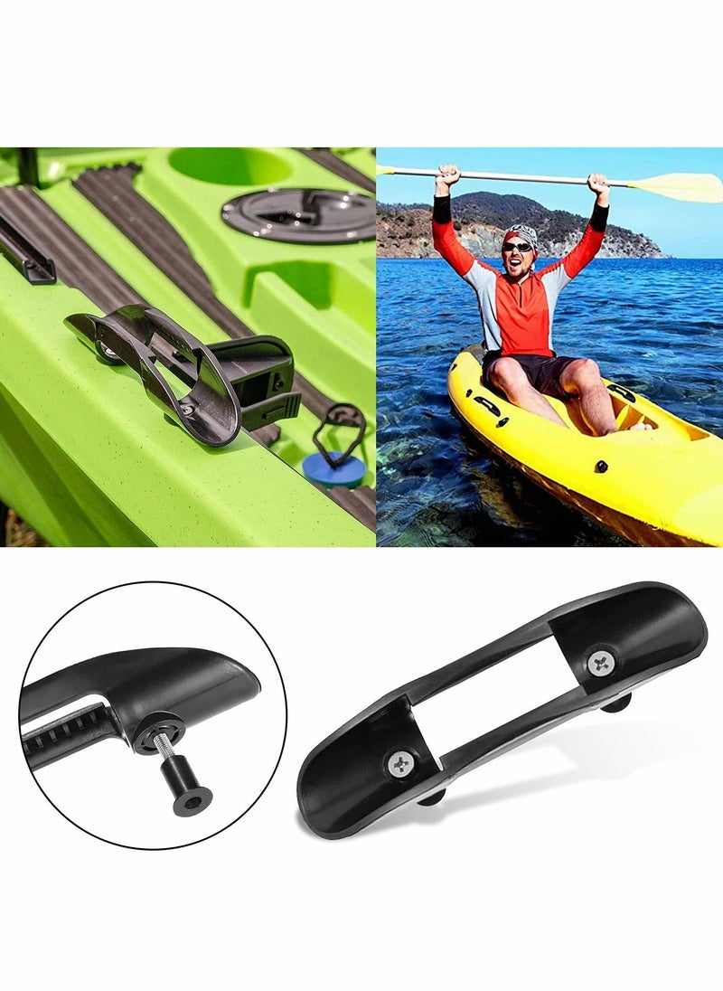 Kayak Paddle Clip Universal Kayak Paddle Mount Holder Clip and Fishing Net Clip with Hardware, Black Kayak Accessories(Including Screws, Pack of 2)