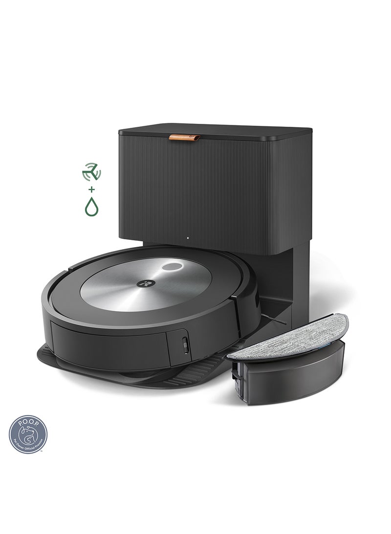 Roomba Combo j5+ Wifi Connected Robot Vacuum & Mop - Automatically Vacuums And Mops Without Needing To Avoid Carpets, Identifies & Avoids Obstacles, Smart Mapping, Alexa, Ideal For Pets 360 ml 700 W j557840 Black