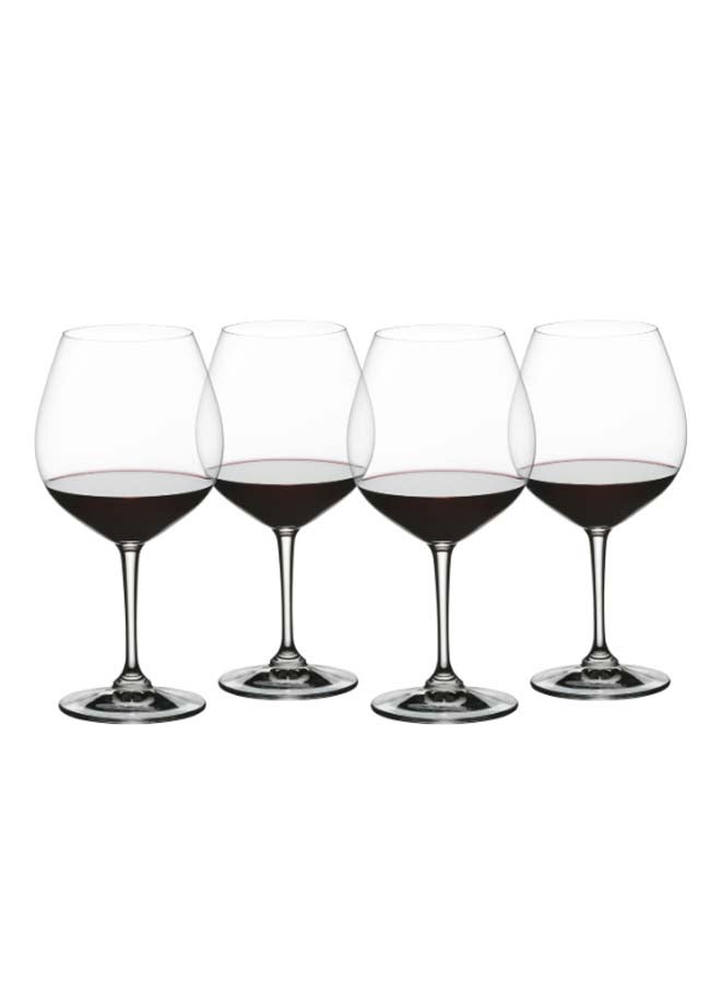 4-Piece Burgundy Vivino Wine Glass Set Clear