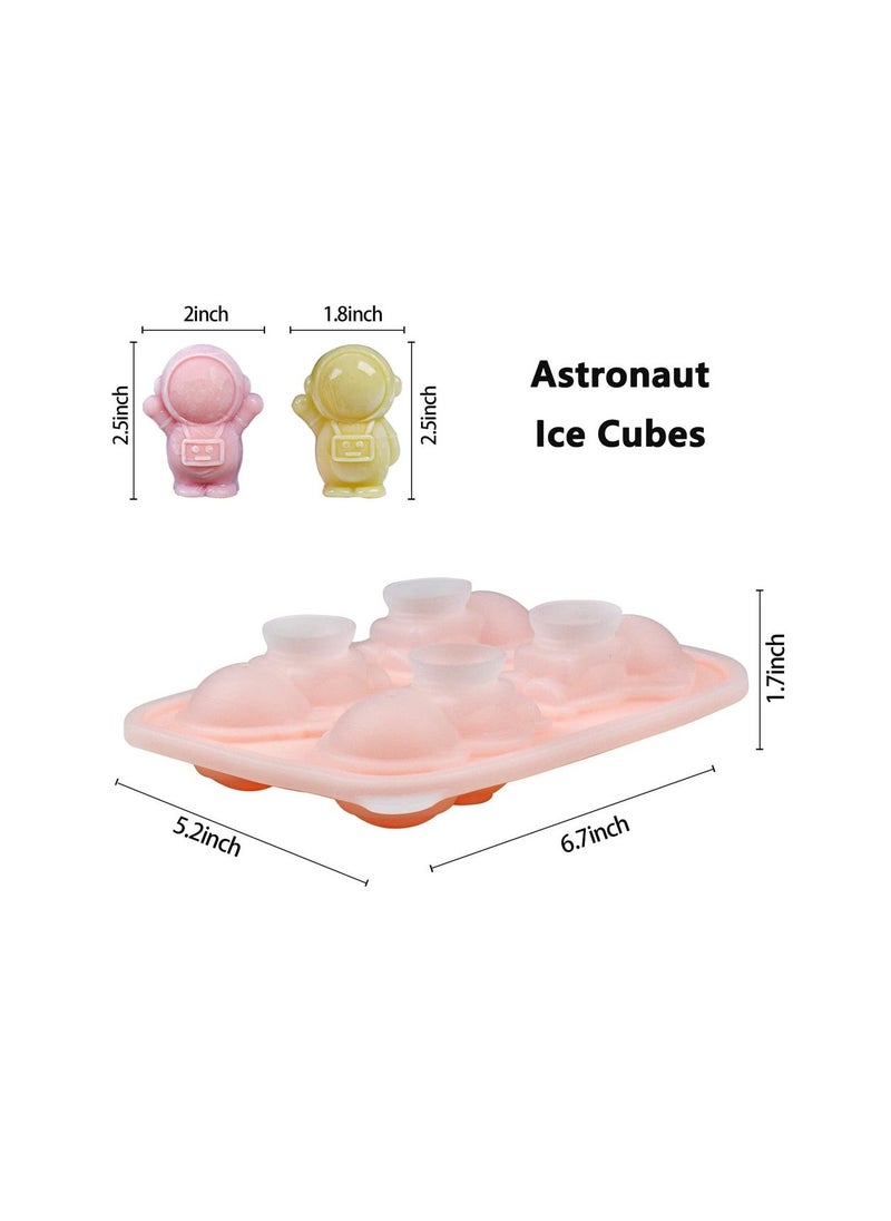 Astronaut Ice Cube Mold, Cute Spaceman Shape Ice Cube Tray, 4 Astronaut Ice Balls for Chilling Drinks, Silicone Ice Mold Mold