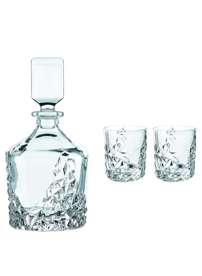 3-Piece Sculpture Decantor And Tumbler Set Clear 25.3 x 23.6cm