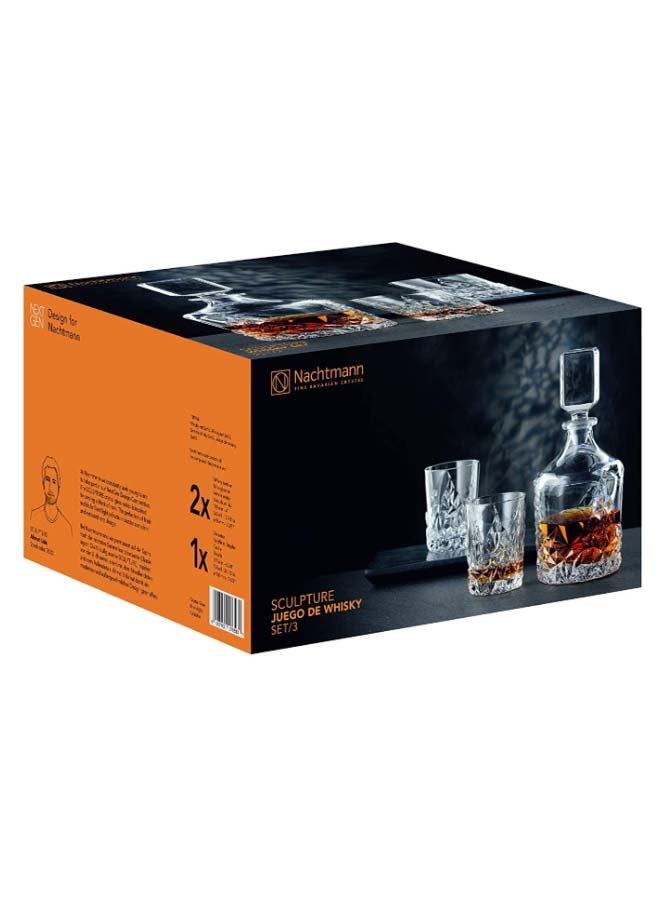 3-Piece Sculpture Decantor And Tumbler Set Clear 25.3 x 23.6cm