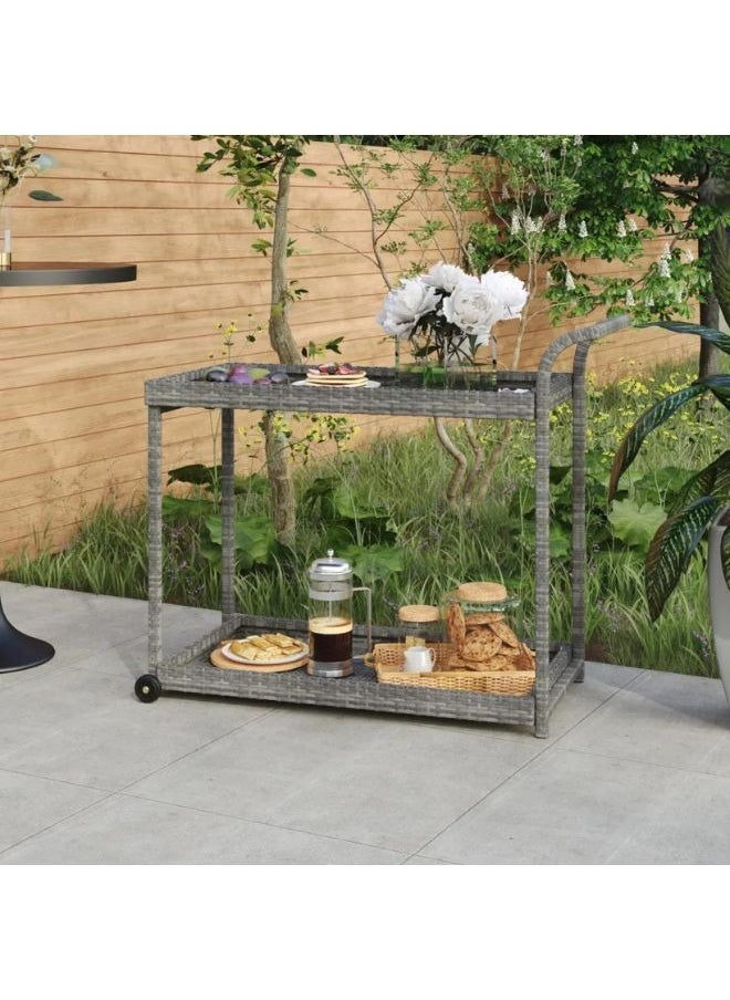 vidaXL Bar Cart Grey 100x45x83 cm Poly Rattan