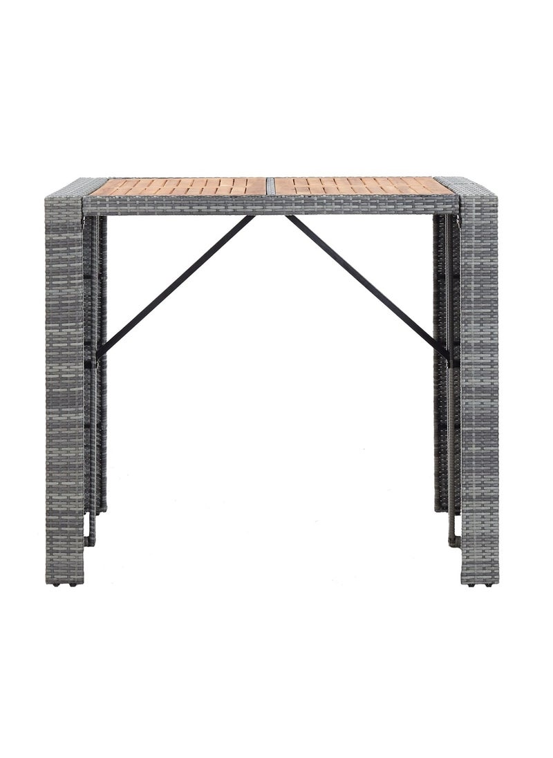 vidaXL 5 Piece Outdoor Bar Set Poly Rattan and Wood Acacia Grey