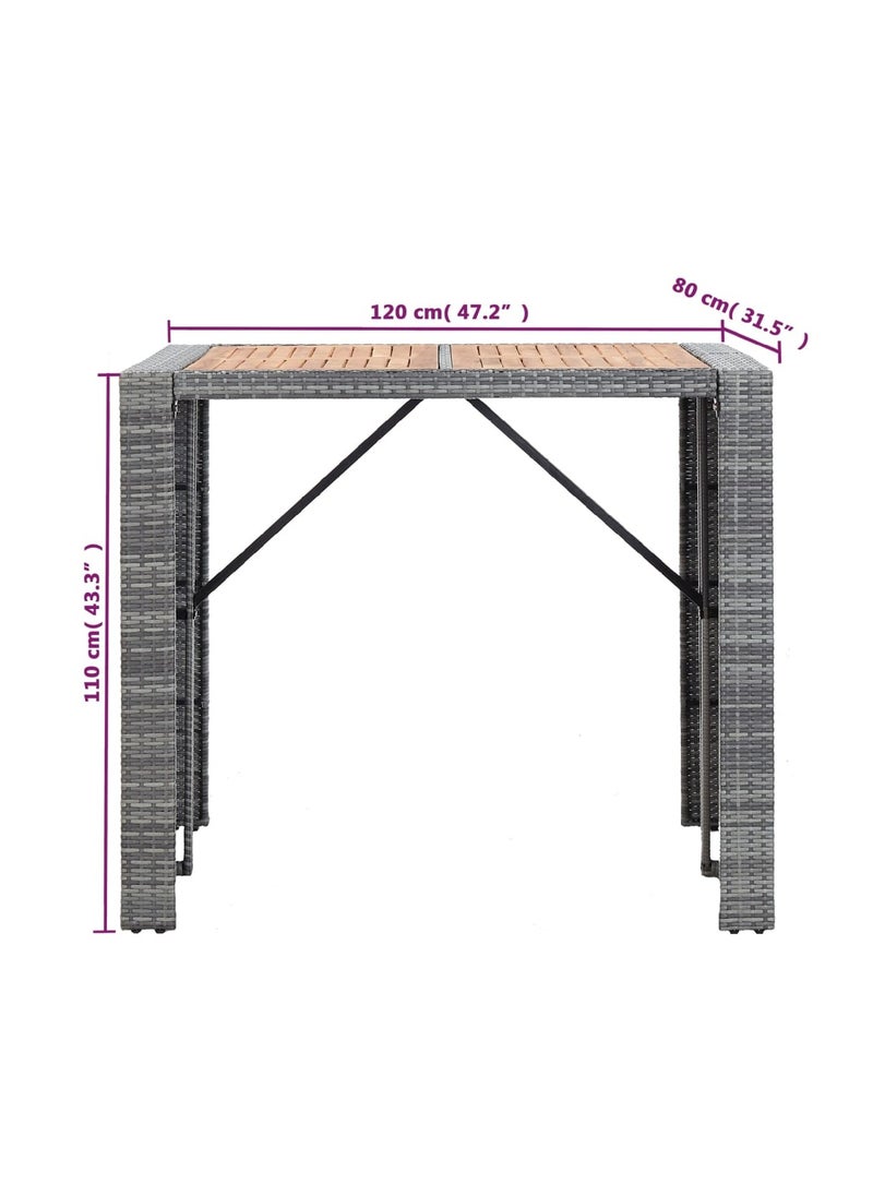 vidaXL 5 Piece Outdoor Bar Set Poly Rattan and Wood Acacia Grey