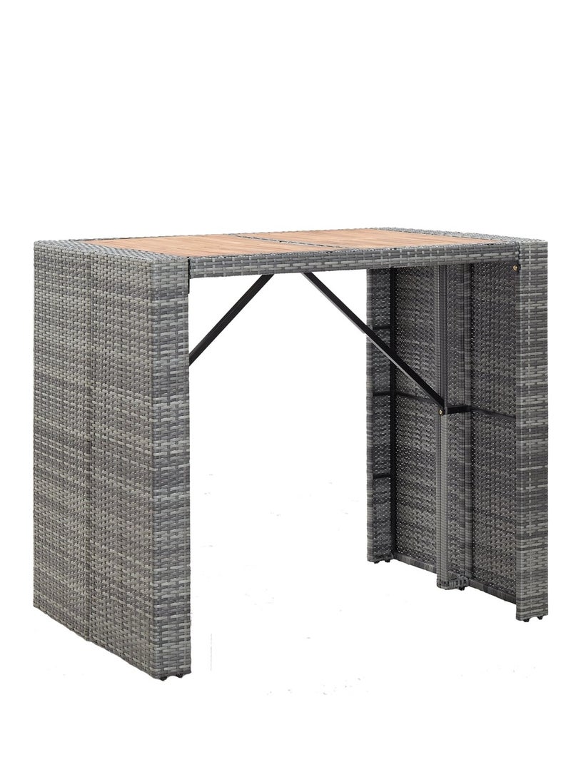 vidaXL 5 Piece Outdoor Bar Set Poly Rattan and Wood Acacia Grey