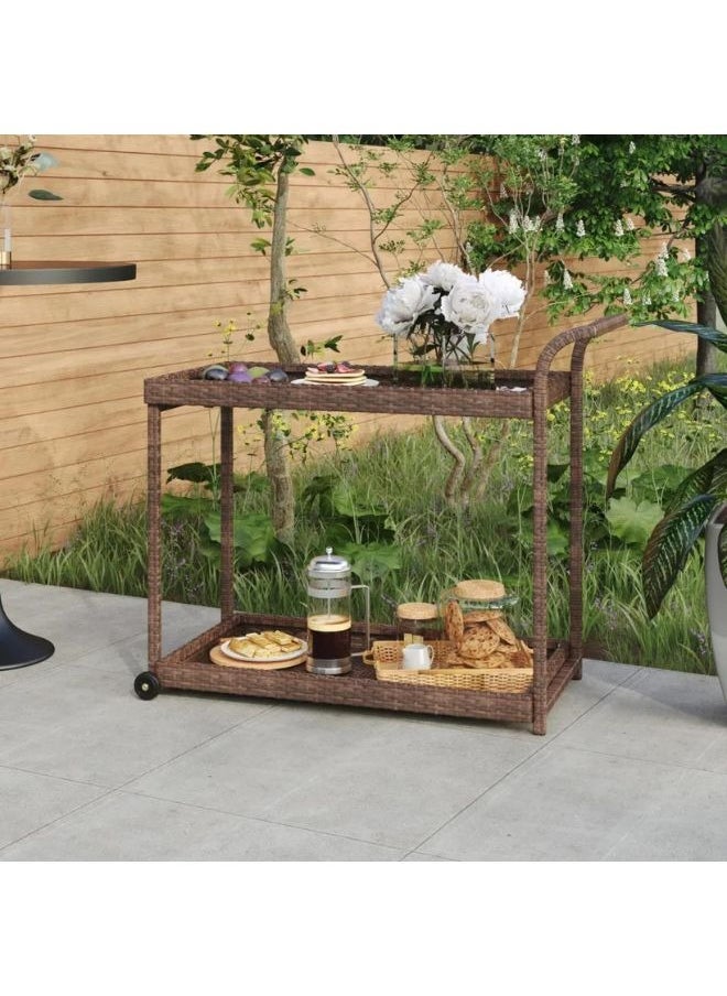 vidaXL Bar Cart Brown 100x45x83 cm Poly Rattan