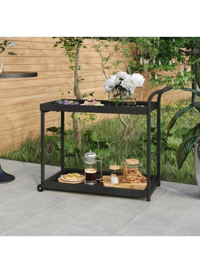 vidaXL Bar Cart Black 100x45x83 cm Poly Rattan