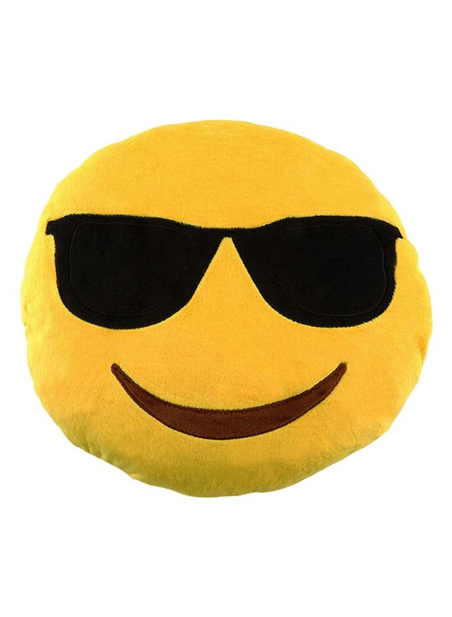 Emoji Smiley Emoticon I Am Cool Round Cushion Pillow Polyester Yellow 31x31x7centimeter