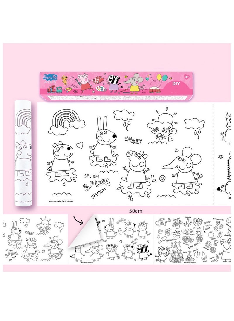 29.7cm*3m cartoon Peppa DIY drawing paper color filling scroll kids DIY wallpaper scroll rolling draw ng graffiti colorful doodling papers for children creative painting