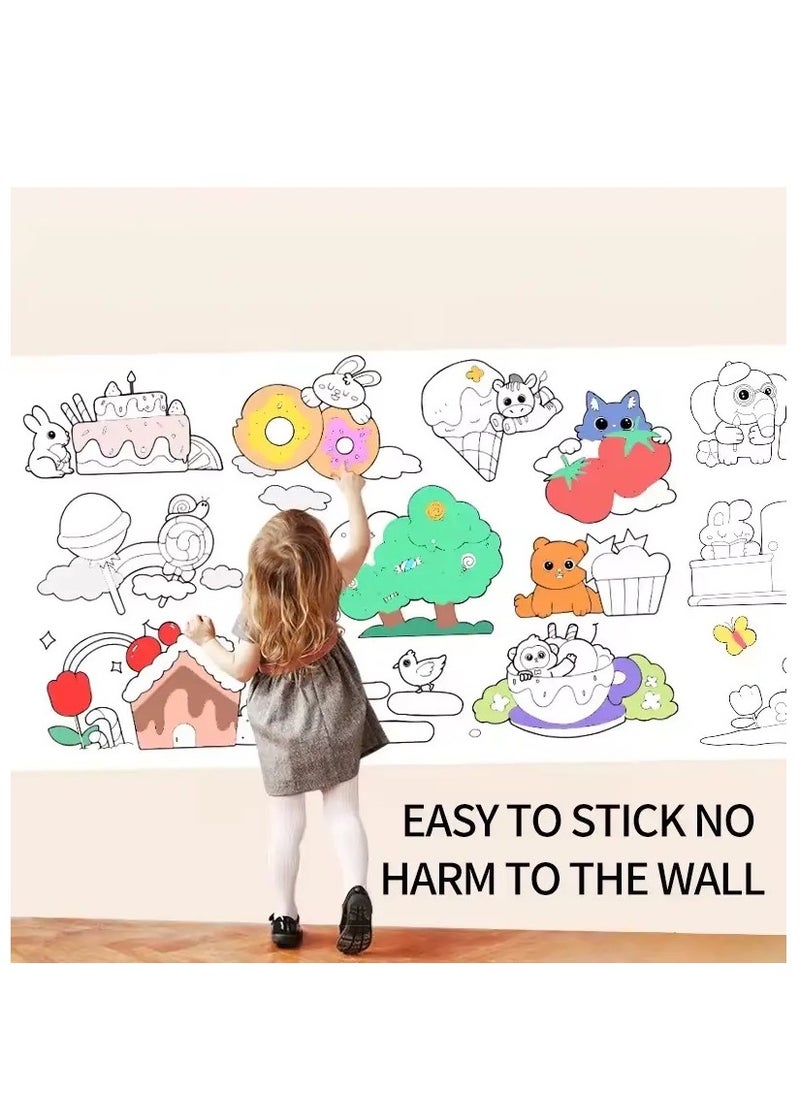 29.7cm*3m cartoon Peppa DIY drawing paper color filling scroll kids DIY wallpaper scroll rolling draw ng graffiti colorful doodling papers for children creative painting