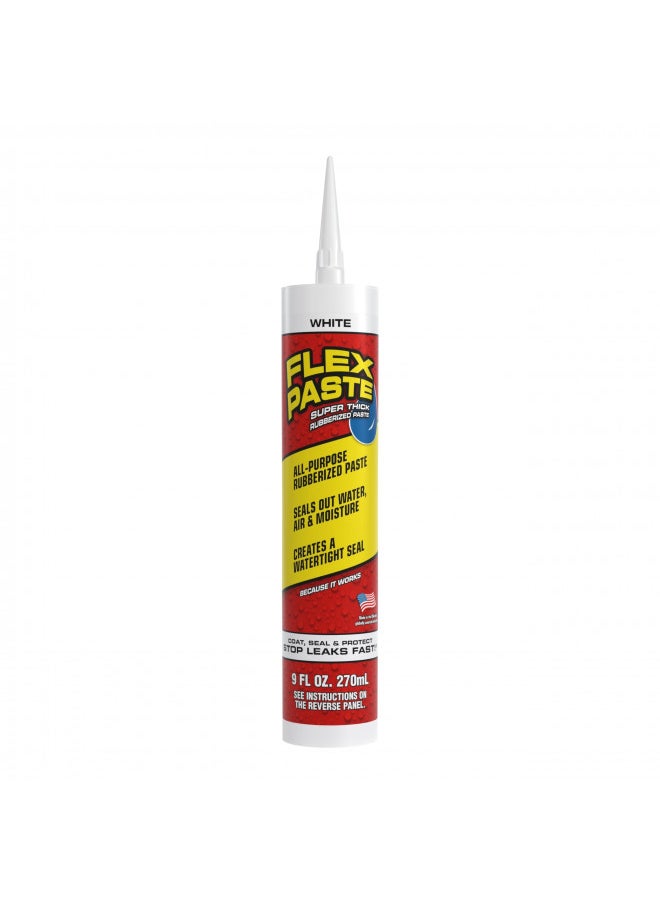 Flex Paste, 9 oz Cartridge, White, Waterproof Paintable Putty, Spackle Sealant, Fill Gaps Cracks Holes - Block Out Water and Air - UV Resistant - Walls, Drywall, EPDM, Concrete, Roof, RV Repairs