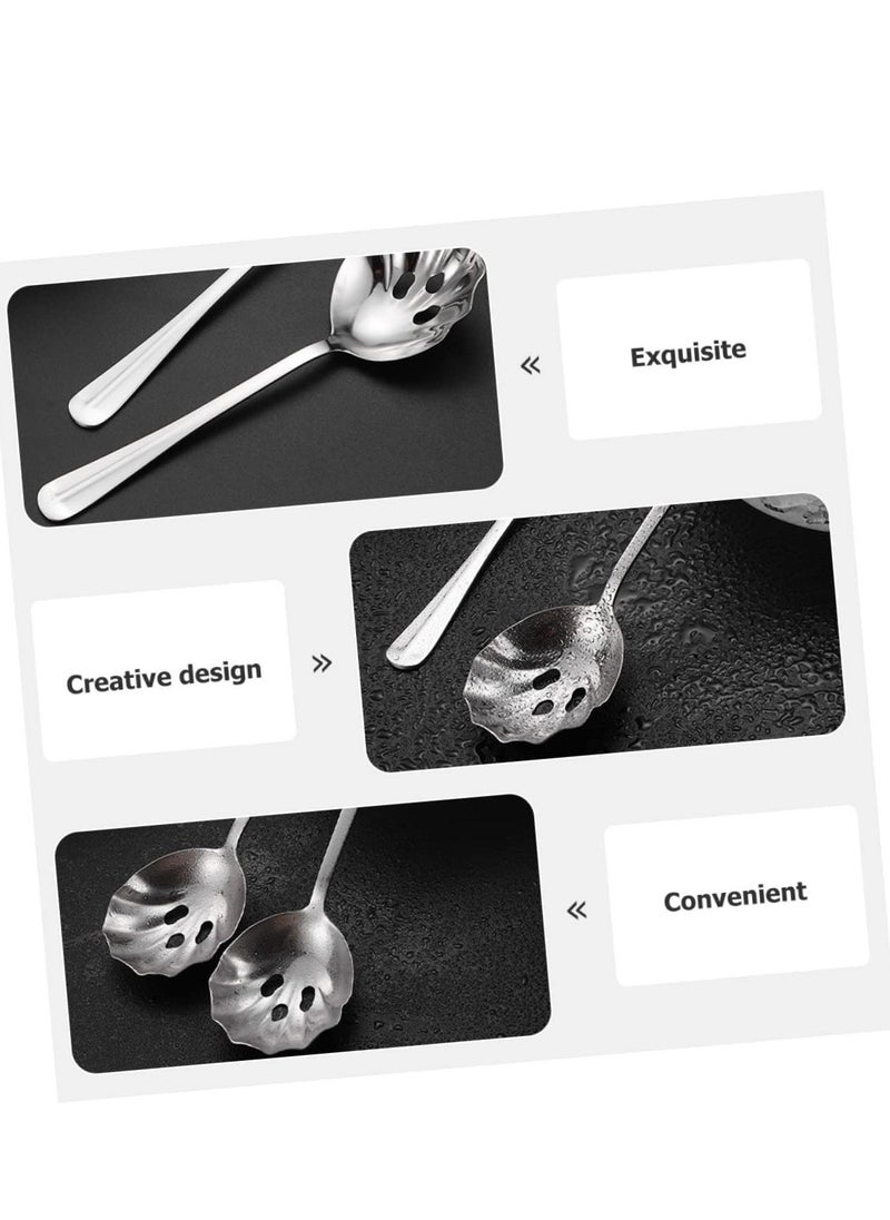Stainless Steel Colander Drink Strainer, 2 Pcs Colander Kitchen Slotted Spoons, Stainless Steel Colander Serving Spoons, Food Filter Reusable Serving Spoons for Drinks Banquet