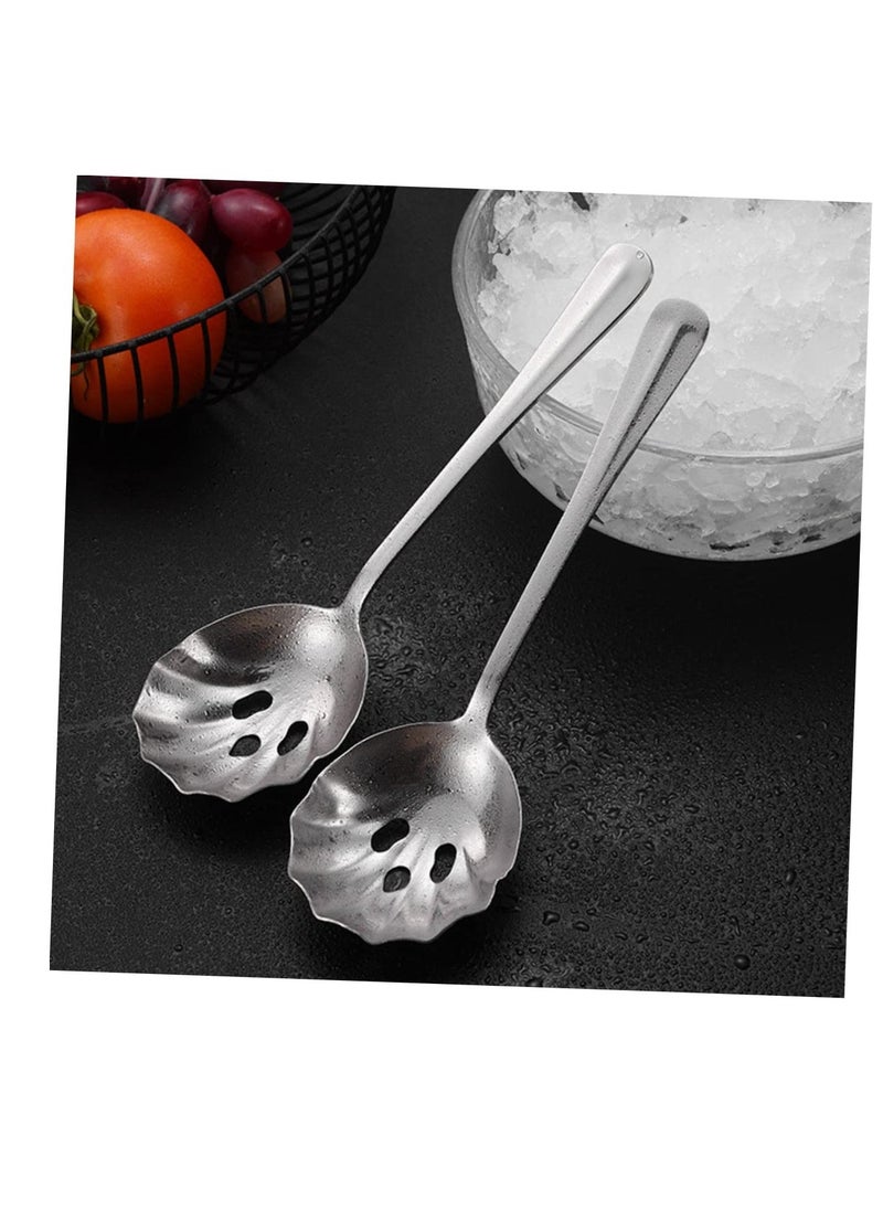 Stainless Steel Colander Drink Strainer, 2 Pcs Colander Kitchen Slotted Spoons, Stainless Steel Colander Serving Spoons, Food Filter Reusable Serving Spoons for Drinks Banquet