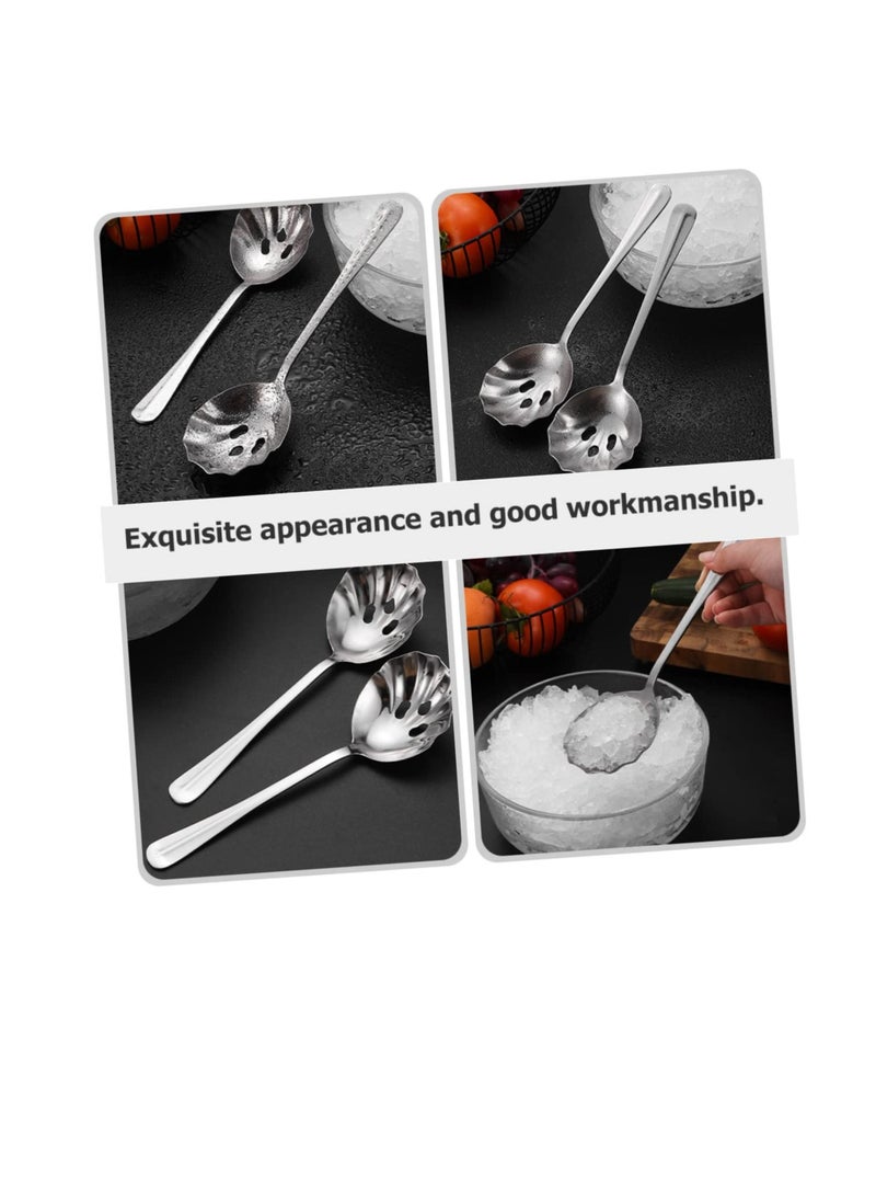 Stainless Steel Colander Drink Strainer, 2 Pcs Colander Kitchen Slotted Spoons, Stainless Steel Colander Serving Spoons, Food Filter Reusable Serving Spoons for Drinks Banquet