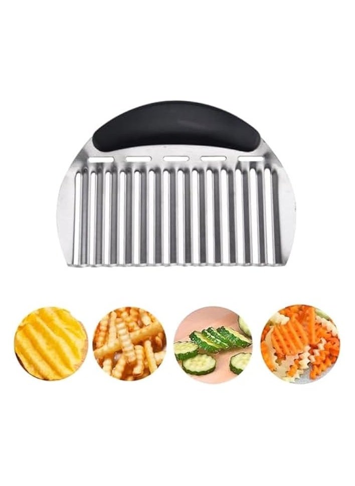 Crinkle Cutter for Veggies Potatoes, Stainless Steel Wave Knife, Kitchen Crinkle Cutter Knife Chipper Salad Chopping Cucumber