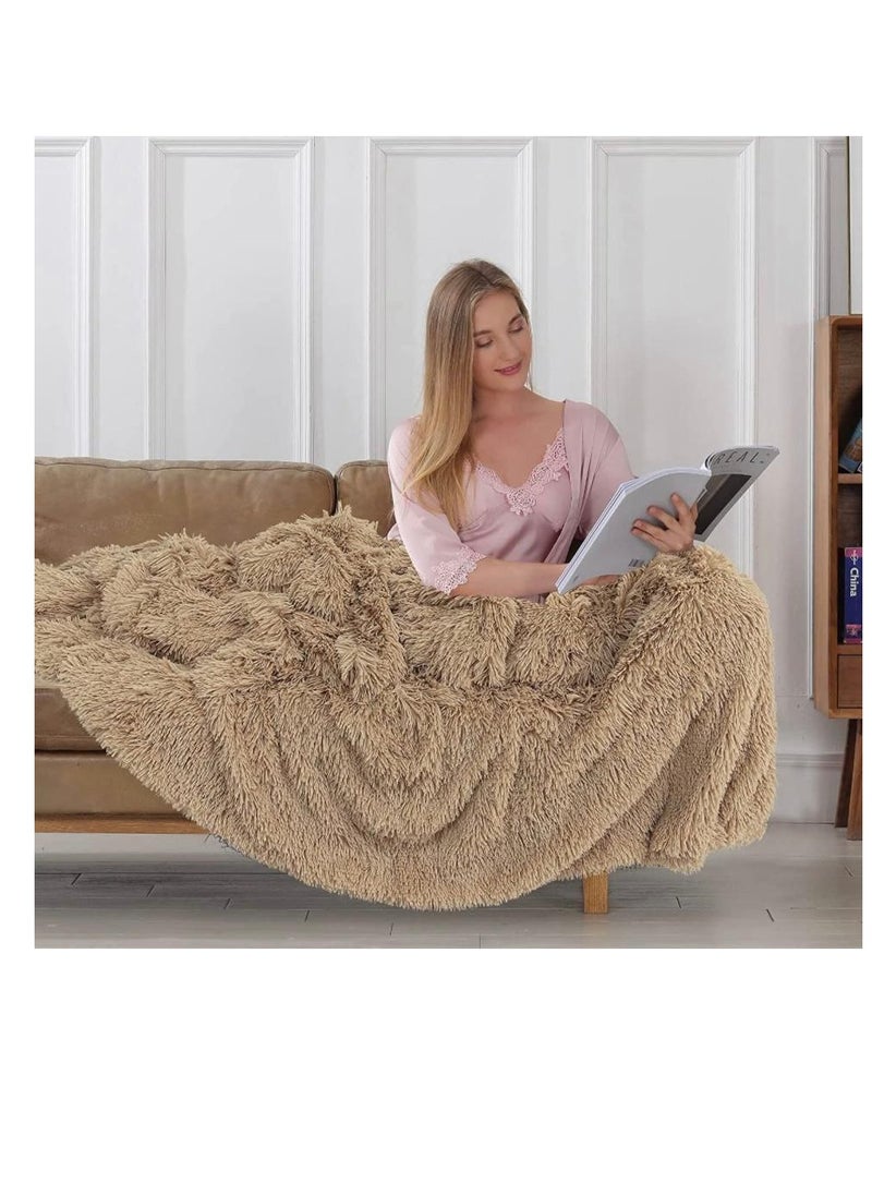 Faux Fur Throw Blankets Winter Beds sofa Blanket Double Layer Fluffy Soft Warm Home Decor Imitated Faux Fur Mink Blanket (fluffy3)