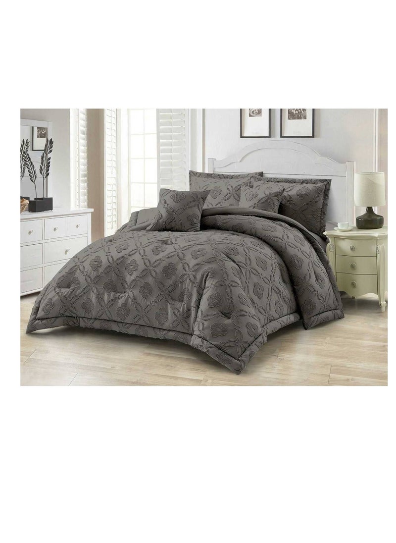 King Size Duvet Set, 6 Piece, Embroidered Design, Duvet 220x240 cm, Fitted Sheet 200x200 cm, Pillow Covers 50x75 cm