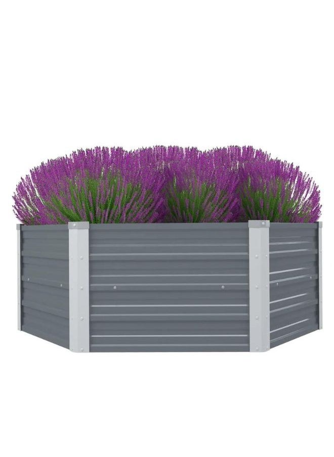 vidaXL Raised Garden Bed 129x129x46 cm Galvanised Steel Grey