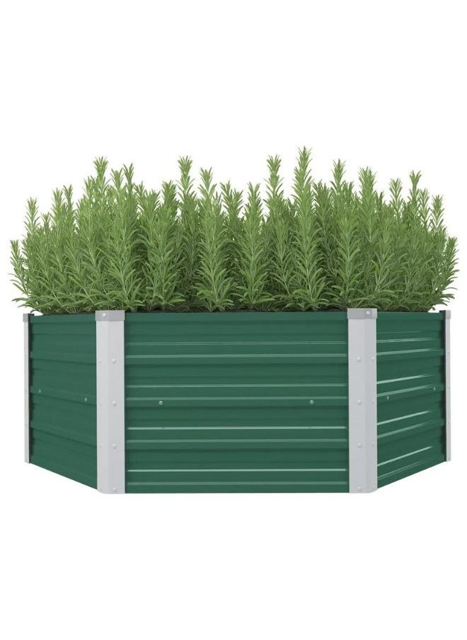 vidaXL Raised Garden Bed 129x129x46 cm Galvanised Steel Green