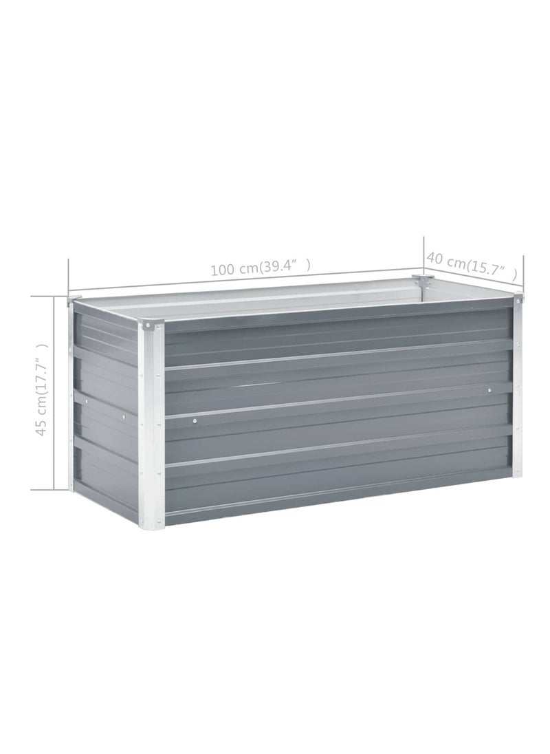 Garden Raised Bed Galvanised Steel 100x40x45 cm Grey