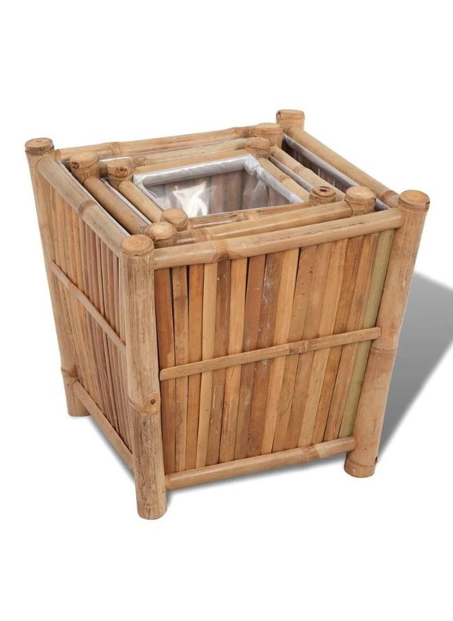 vidaXL 3 pcs Bamboo Raised Bed with Nylon Lining