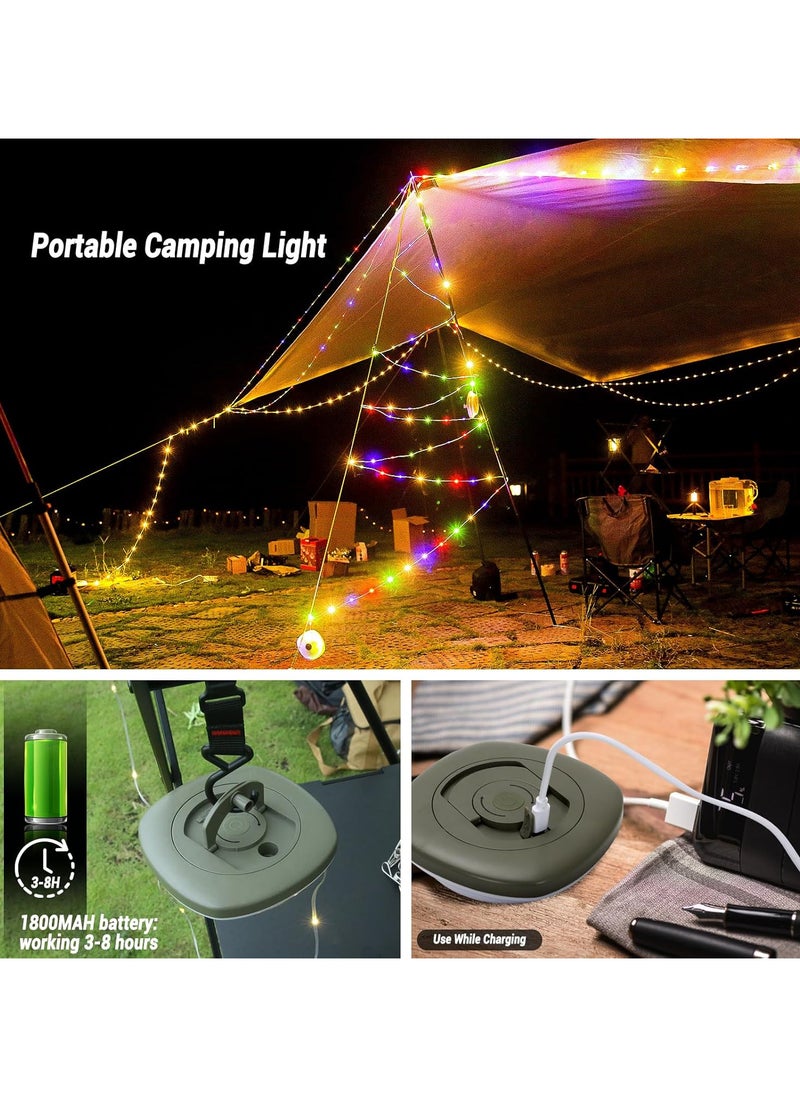 Camping Light, 5 Lighting Modes, Length 32.8 ft, Colorful Outdoor String Lights, Retractable LED Strip, Waterproof, Rechargeable, Portable Camping Lights for Camping, Yard (Colorful Light)