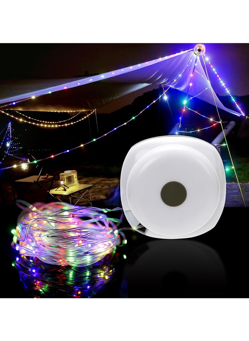 Camping Light, 5 Lighting Modes, Length 32.8 ft, Colorful Outdoor String Lights, Retractable LED Strip, Waterproof, Rechargeable, Portable Camping Lights for Camping, Yard (Colorful Light)