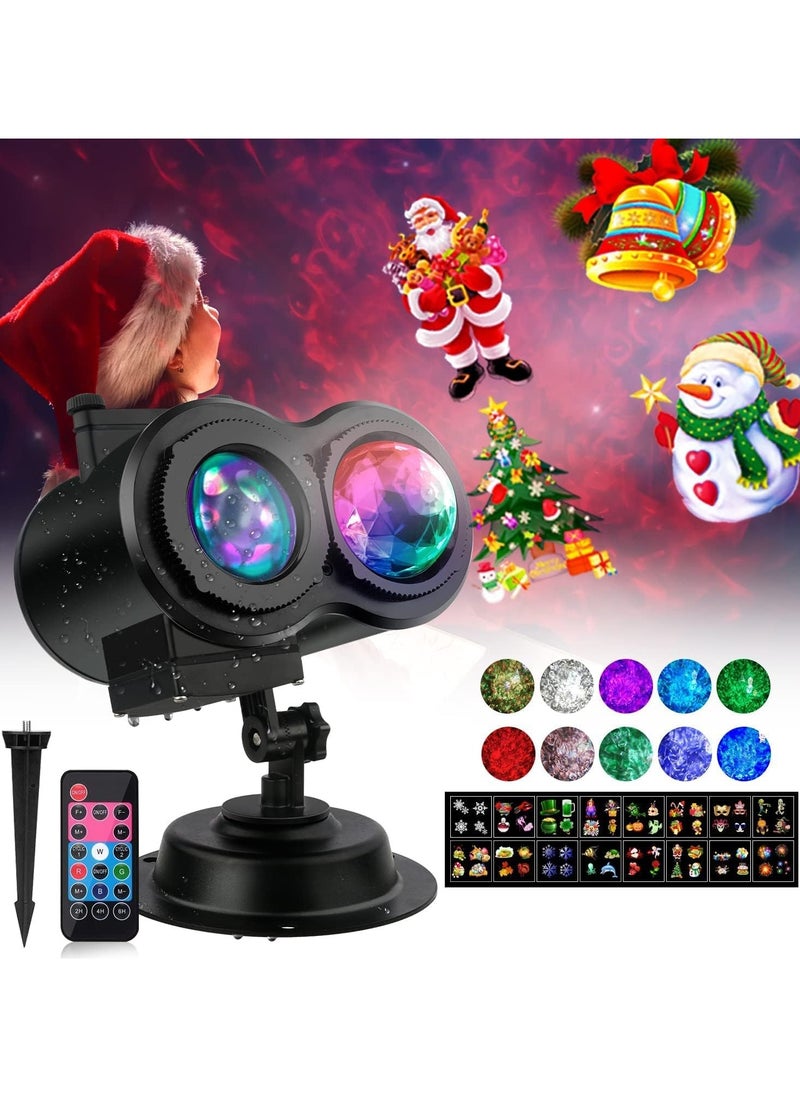 Christmas Snowflake Projector Lights Outdoor Upgraded Snowfall LED Projector with Remote Control Waterproof Rotating Snow Landscape Snowstorm Lights for Christmas New Year Party (16 Pattern)