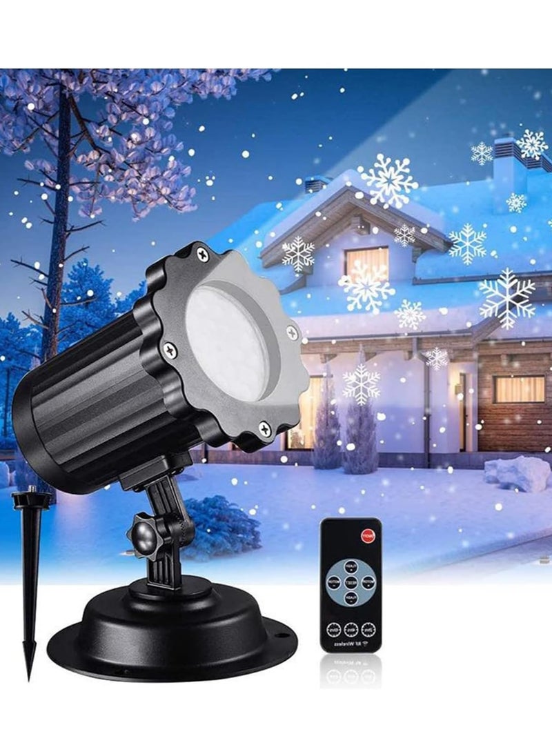 Christmas Snowflake Projector Lights Outdoor Upgraded Snowfall LED Projector with Remote Control Waterproof Rotating Snow Landscape Snowstorm Lights for Christmas New Year Party (Single Head)