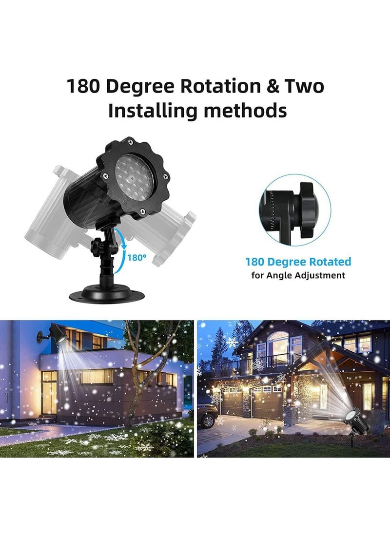 Christmas Snowflake Projector Lights Outdoor Upgraded Snowfall LED Projector with Remote Control Waterproof Rotating Snow Landscape Snowstorm Lights for Christmas New Year Party (Single Head)